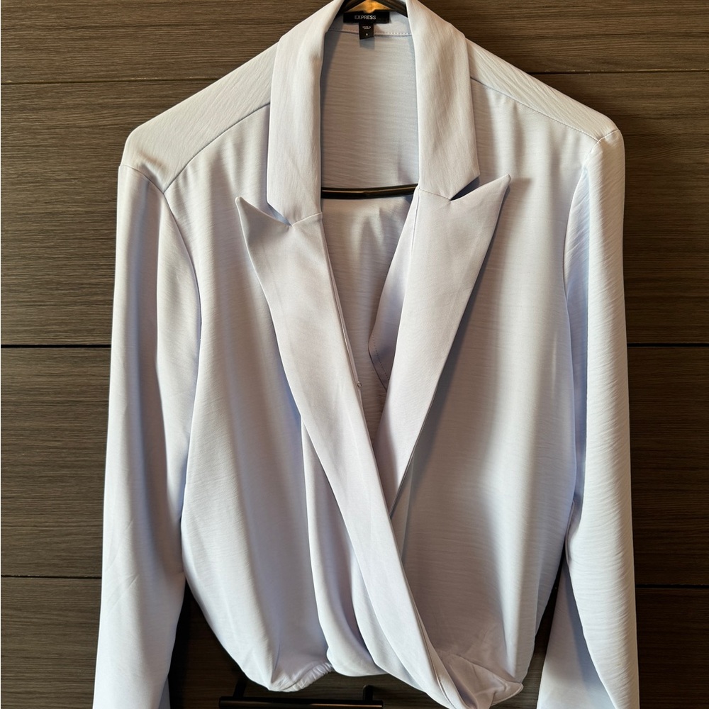 Express Lavender Drape Front Blazer